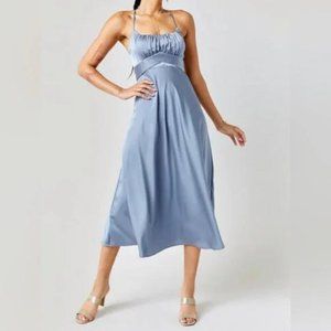 Elaina Satin Tie Back Midi Dress 101